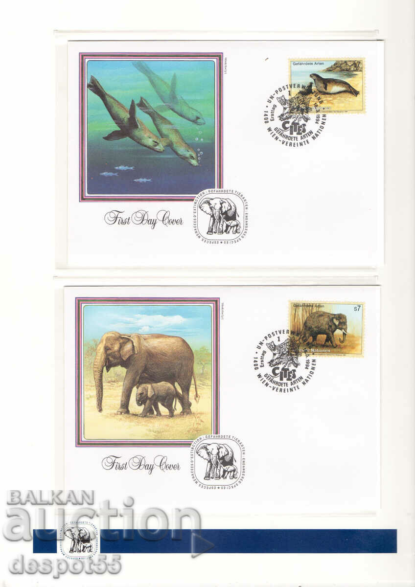 1994. United Nations - Vienna. Endangered species. 4 envelopes. with price 7.50 BGN | € 3.83