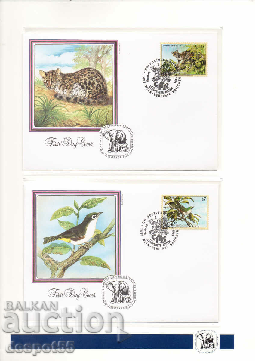 1994. United Nations - Vienna. Endangered species. 4 envelopes.