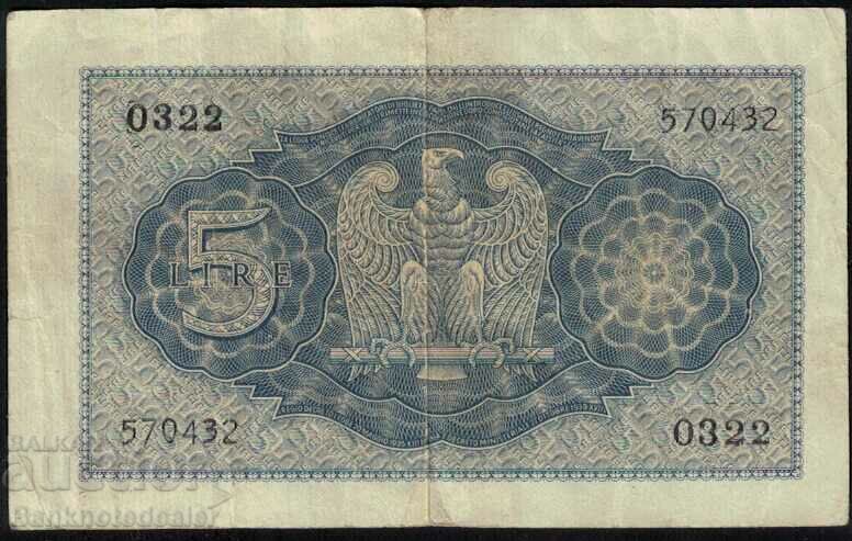 Italy 5 lire 1940-44 Pick 28 Ref 0432 with price 25.00 BGN | € 12.78