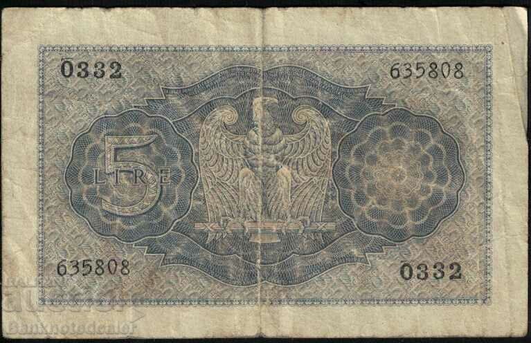 Italy 5 lire 1940-44 Pick 28 Ref 5808 with price 18.00 BGN | € 9.20 Italy 5 lire 1940-44 Pick 28 Ref 5808 with price 18.00 BGN | € 9.20