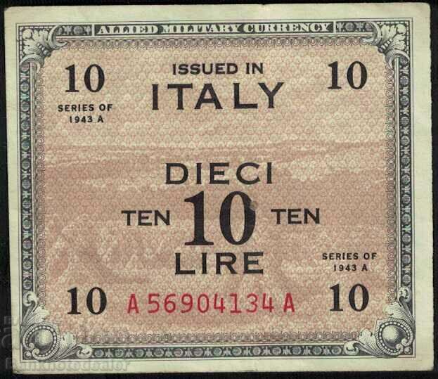 Italy Allied Military 10 Lire Pick M13b Ref 4134