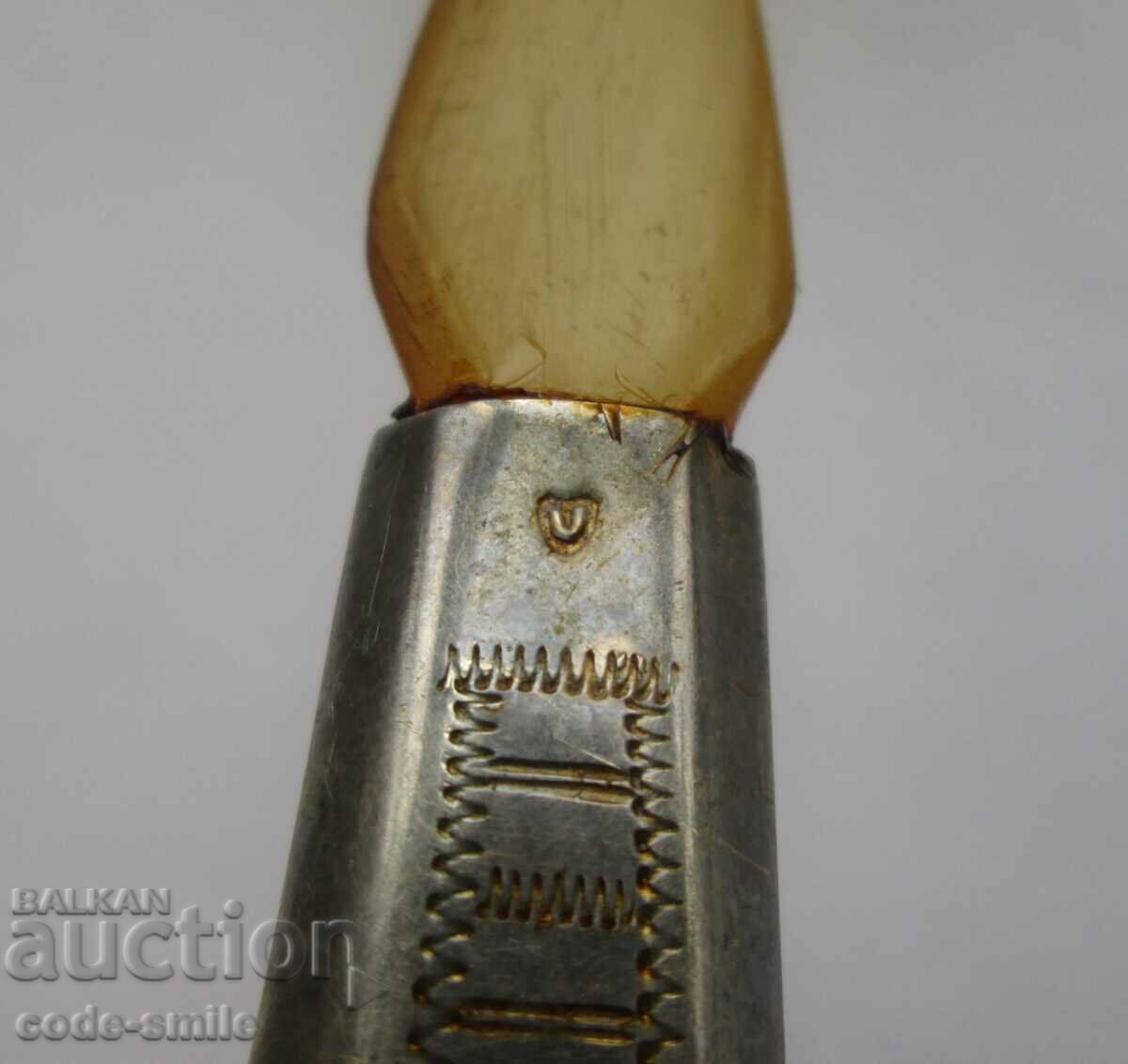 Corn german vechi și lingură de argint 835 cu gravuri secolul al XIX-lea - 5