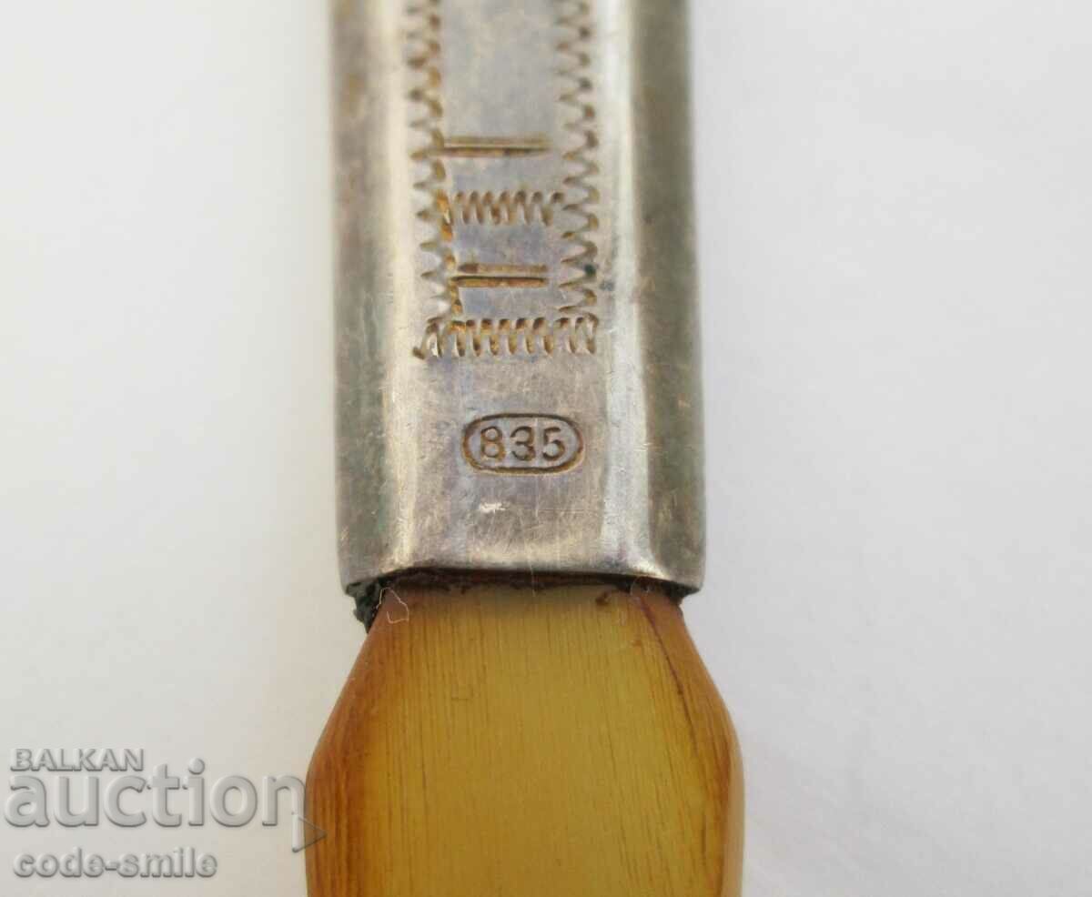 Corn german vechi și lingură de argint 835 cu gravuri secolul al XIX-lea - 6