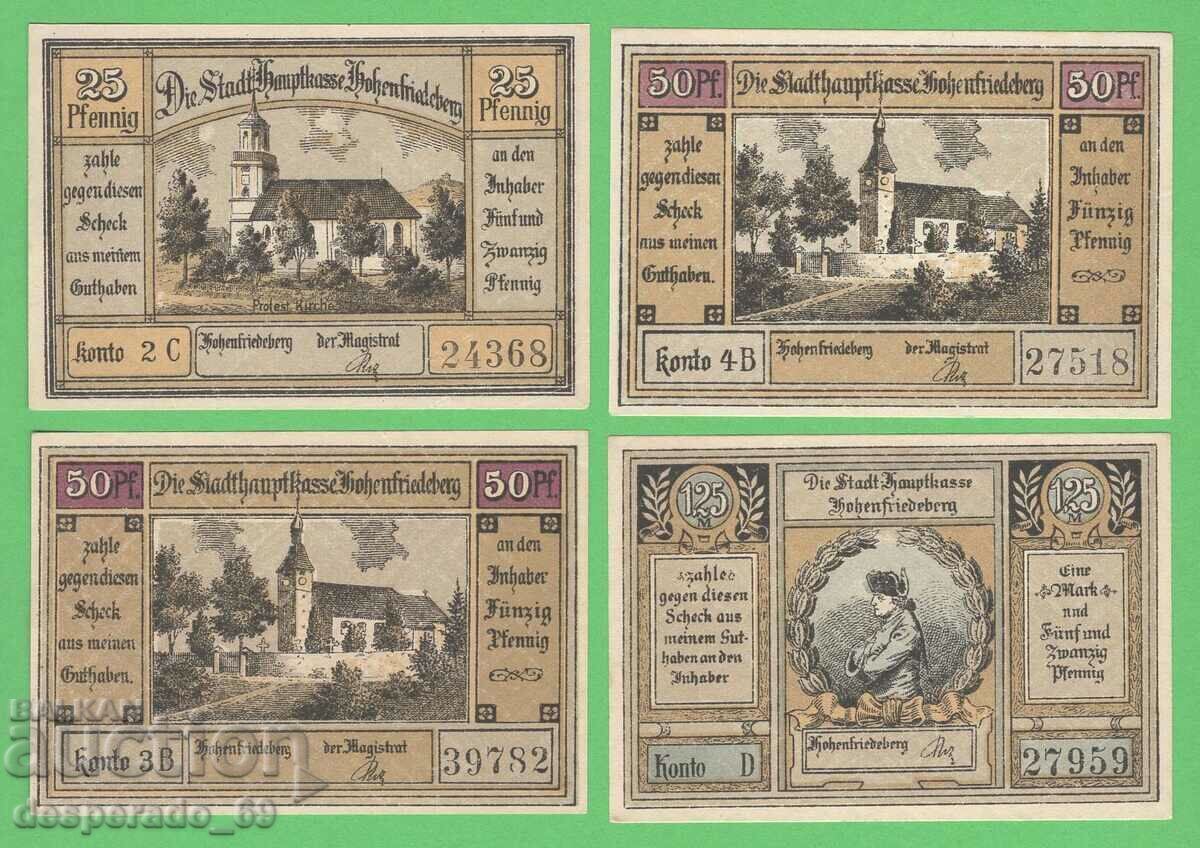 (¯`'•.¸NOTGELD (orașul Hohenfriedeberg) UNC -4 buc. bancnote ´¯) cu preț € 5.60 | 10.95 BGN