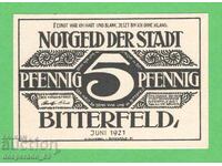 (¯`'•.¸NOTGELD (orașul Bitterfeld) 1921 UNC -5 pfennig¸.•'´¯)