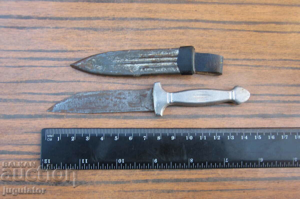 Auction old Bulgarian shepherd's small knife dagger with scabbard Auction old Bulgarian shepherd's small knife dagger with scabbard