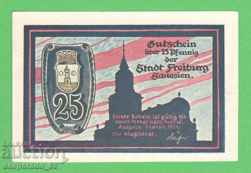(¯`'•.¸NOTGELD (city of Freiburg) 1921 UNC -25 pfennig¸.•'´¯) with price 2.80 BGN | € 1.43