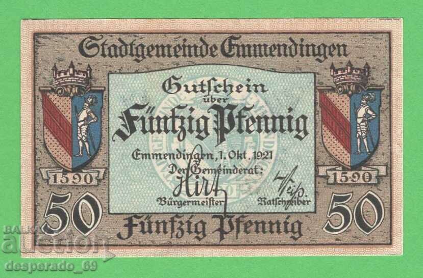 (¯`'•.¸NOTGELD (orașul Emmendingen) 1921 UNC -50 pfennig¸.•'´¯) cu preț 3.00 BGN | € 1.53 (¯`'•.¸NOTGELD (orașul Emmendingen) 1921 UNC -50 pfennig¸.•'´¯) cu preț 3.00 BGN | € 1.53