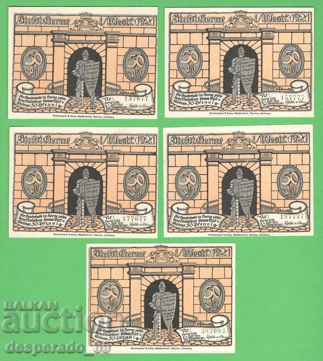 (¯`'•.¸NOTGELD (city Herne) 1921 UNC -10 bank notes¸.•'´¯) with price 29.00 BGN | € 14.83