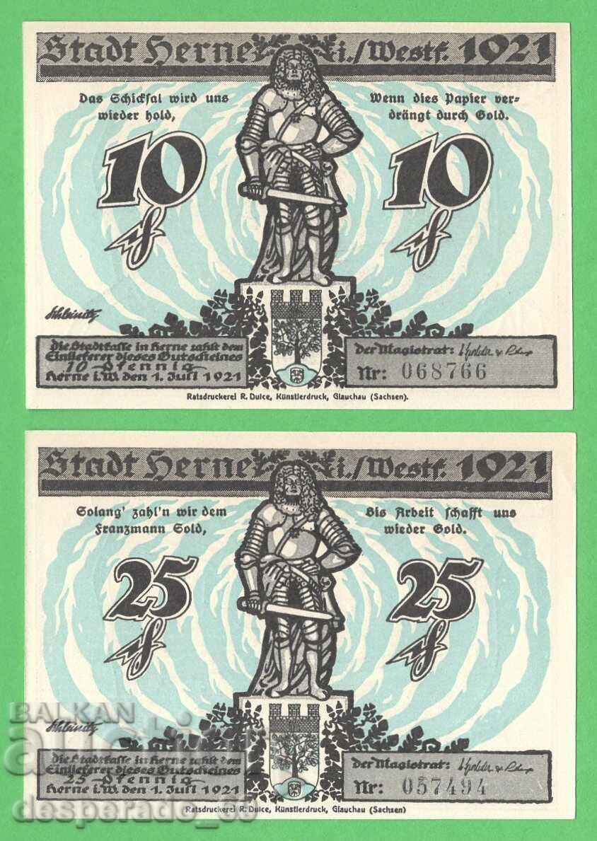 (¯`'•.¸NOTGELD (city of Herne) 1921 UNC -2 pcs. banknotes¸.•'´¯) with price 5.80 BGN | € 2.97 (¯`'•.¸NOTGELD (city of Herne) 1921 UNC -2 pcs. banknotes¸.•'´¯) with price 5.80 BGN | € 2.97