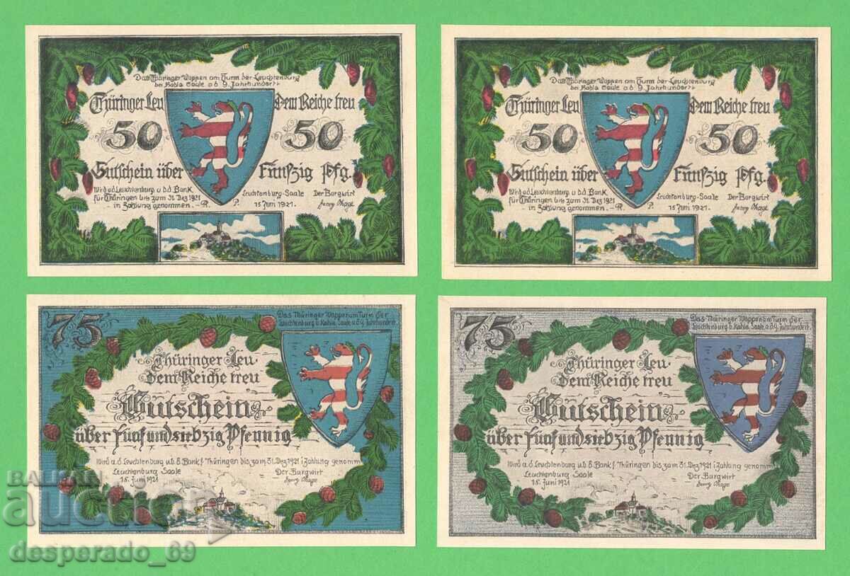 (¯`'•.¸NOTGELD (City of Leuchtenburg) 1921 UNC -4 pcs. banknotes with price 11.20 BGN | € 5.73 (¯`'•.¸NOTGELD (City of Leuchtenburg) 1921 UNC -4 pcs. banknotes with price 11.20 BGN | € 5.73