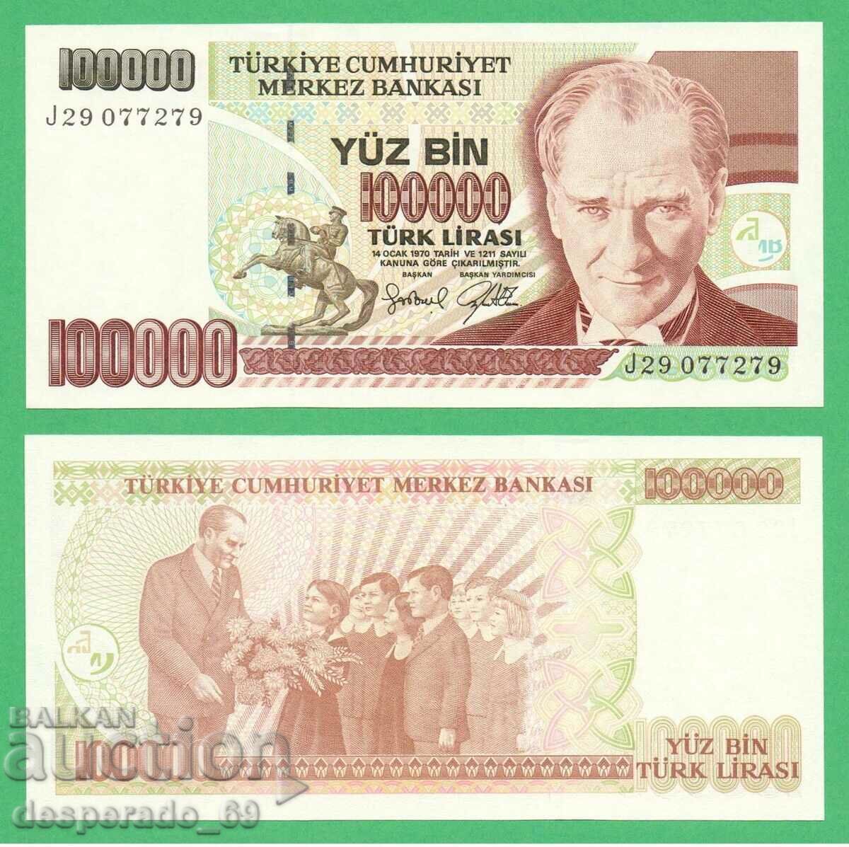 (¯`'•.¸ TURCIA 100.000 LIRA 1970 (1997) UNC ¸.•'´¯)