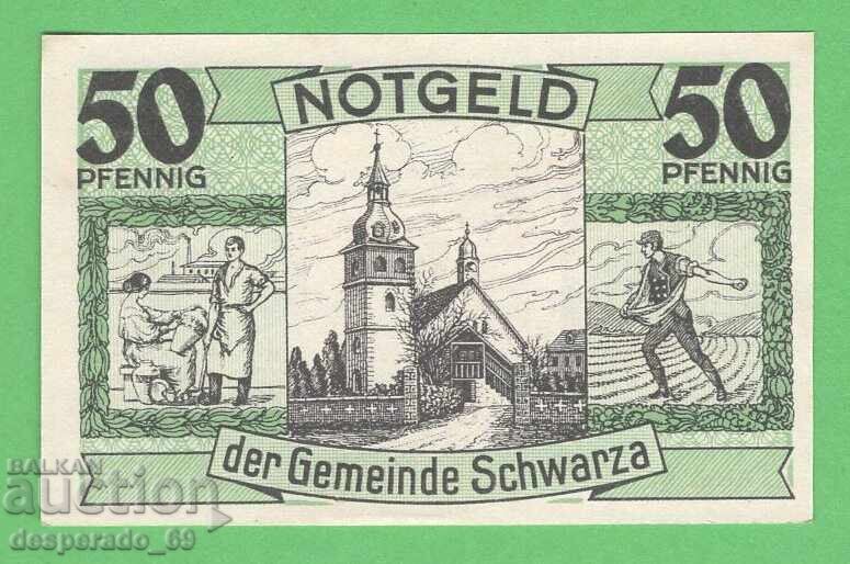 (¯`'•.¸NOTGELD (Schwarza) 1921 UNC -50 Pfennig¸.•'´¯)