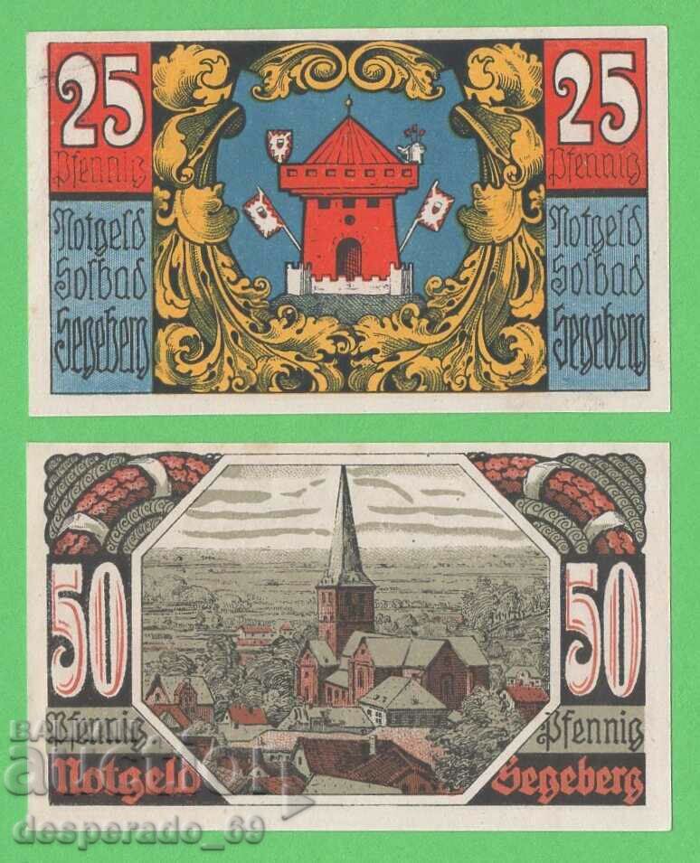 (¯`'•.¸NOTGELD (city Solbad Segeberg) 1920 UNC -2 pcs. banknotes