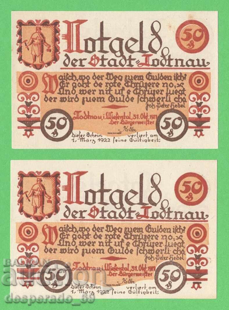 (¯`'•.¸NOTGELD (town Todtnau) 1921 UNC -2 τεμ. τραπεζογραμμάτια¸.•'´¯) με τιμή 4.80 BGN | € 2.45 (¯`'•.¸NOTGELD (town Todtnau) 1921 UNC -2 τεμ. τραπεζογραμμάτια¸.•'´¯) με τιμή 4.80 BGN | € 2.45