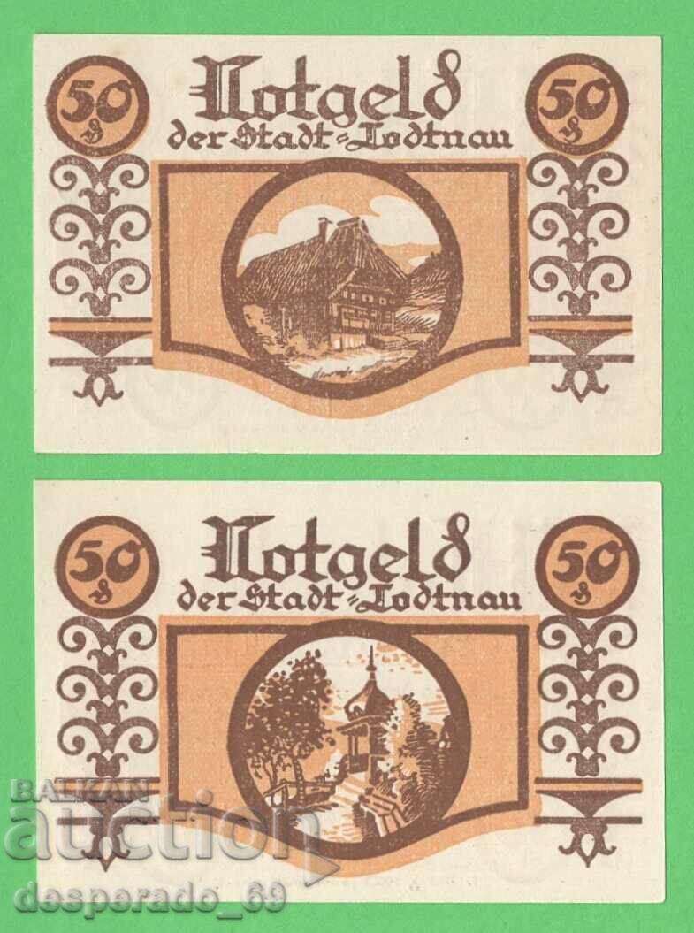 (¯`'•.¸NOTGELD (town Todtnau) 1921 UNC -2 pcs. banknotes¸.•'´¯)