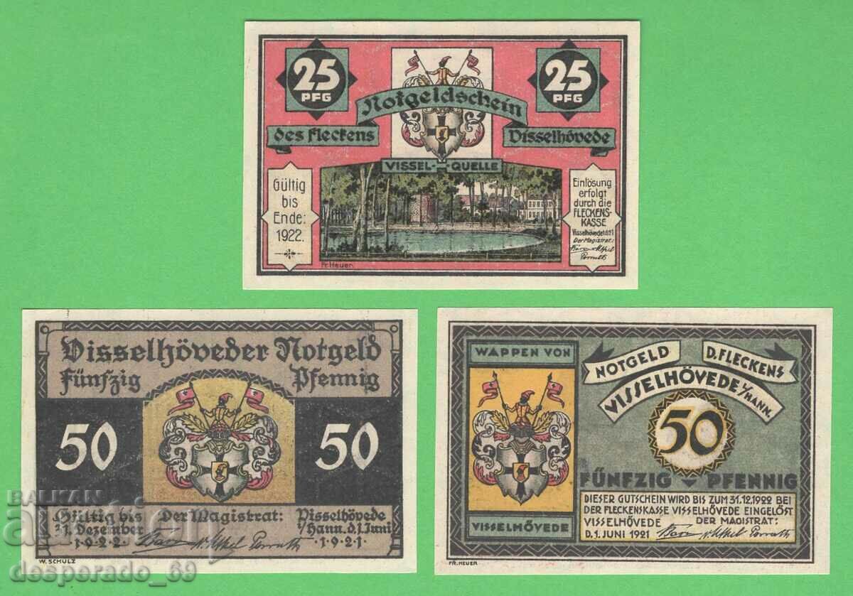 (¯`'•.¸NOTGELD (Visselhövede) 1921 UNC -3 τεμ. τραπεζογραμμάτια ¯) με τιμή 8.70 BGN | € 4.45