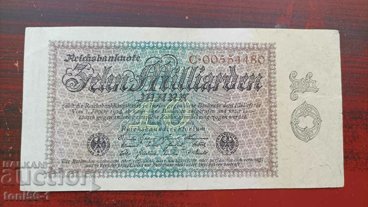 Germany 10 billion marks 15.09.1923 - see description