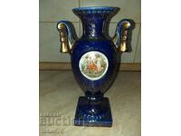Old blue English porcelain vase
