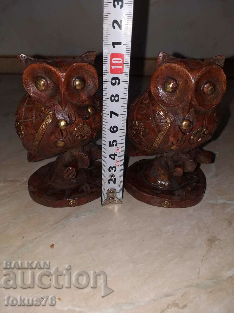 Lot of wood and brass owl bats - 5 Lot of wood and brass owl bats - 5