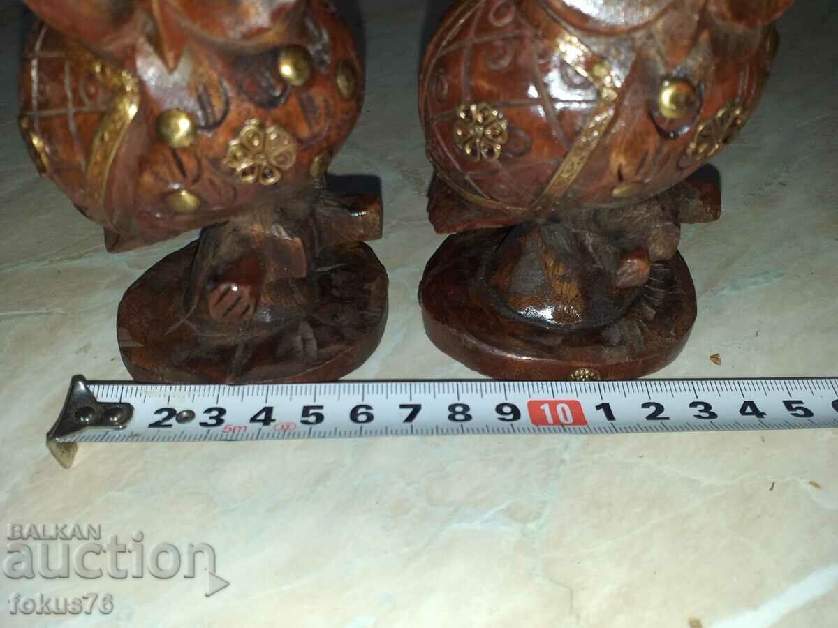 Lot of wood and brass owl bats - 6 Lot of wood and brass owl bats - 6