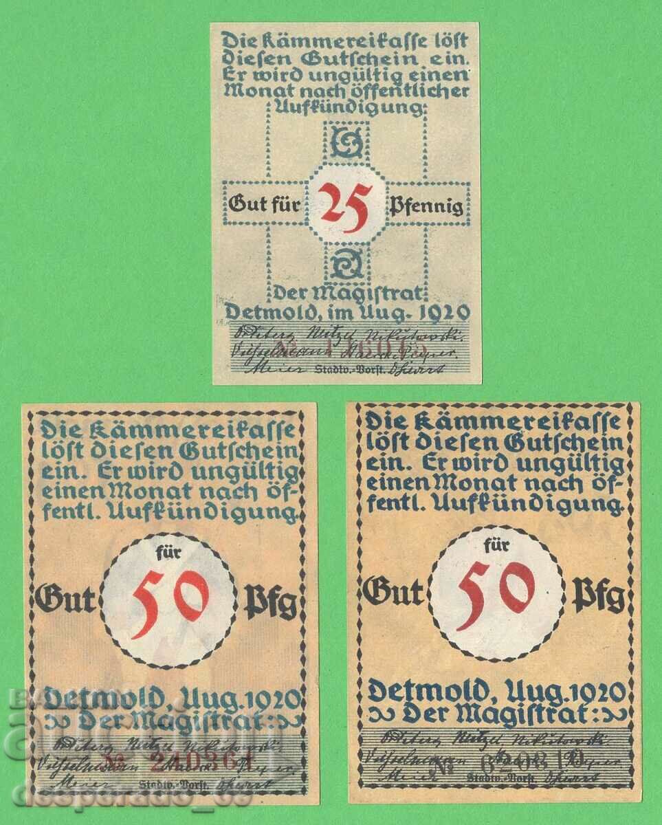 (¯`'•.¸NOTGELD (city. Detmold) 1920 UNC -3 pcs. banknotes¸.•'´¯) with price 7.70 BGN | € 3.94 (¯`'•.¸NOTGELD (city. Detmold) 1920 UNC -3 pcs. banknotes¸.•'´¯) with price 7.70 BGN | € 3.94