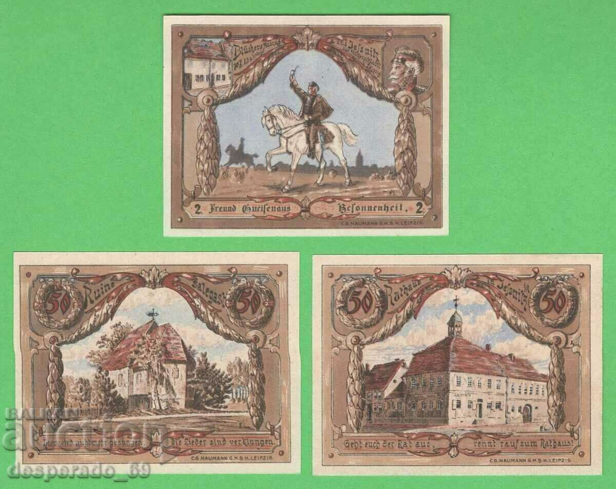 (¯`'•.¸NOTGELD (city Jesnitz) UNC -3 pcs. banknotes¸.•'´¯)