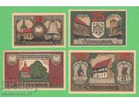 (¯`'•.¸NOTGELD (orașul Schwanebeck) 1921 UNC -4 buc. bancnote ´¯)