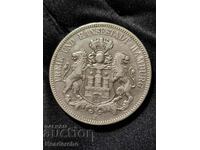 5 марки 1876-J Германия (Хамбург) сребро