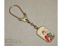 Greek metal key ring with icon of St. Virgin Mary, preserved