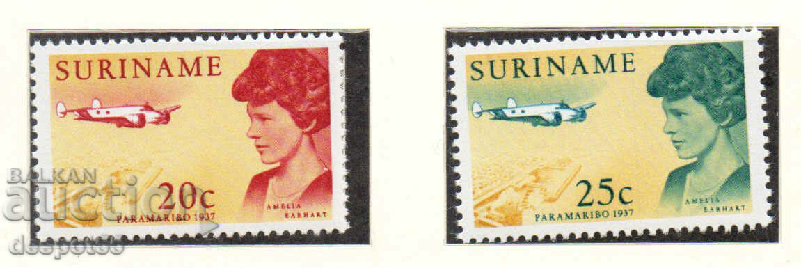 1967. Suriname. Amelia Earhart's visit to Suriname.