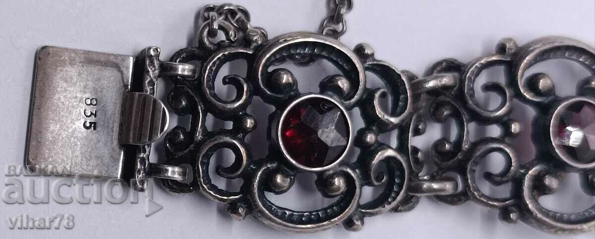 Auction BERGLAND ladies silver watch with garnets Auction BERGLAND ladies silver watch with garnets