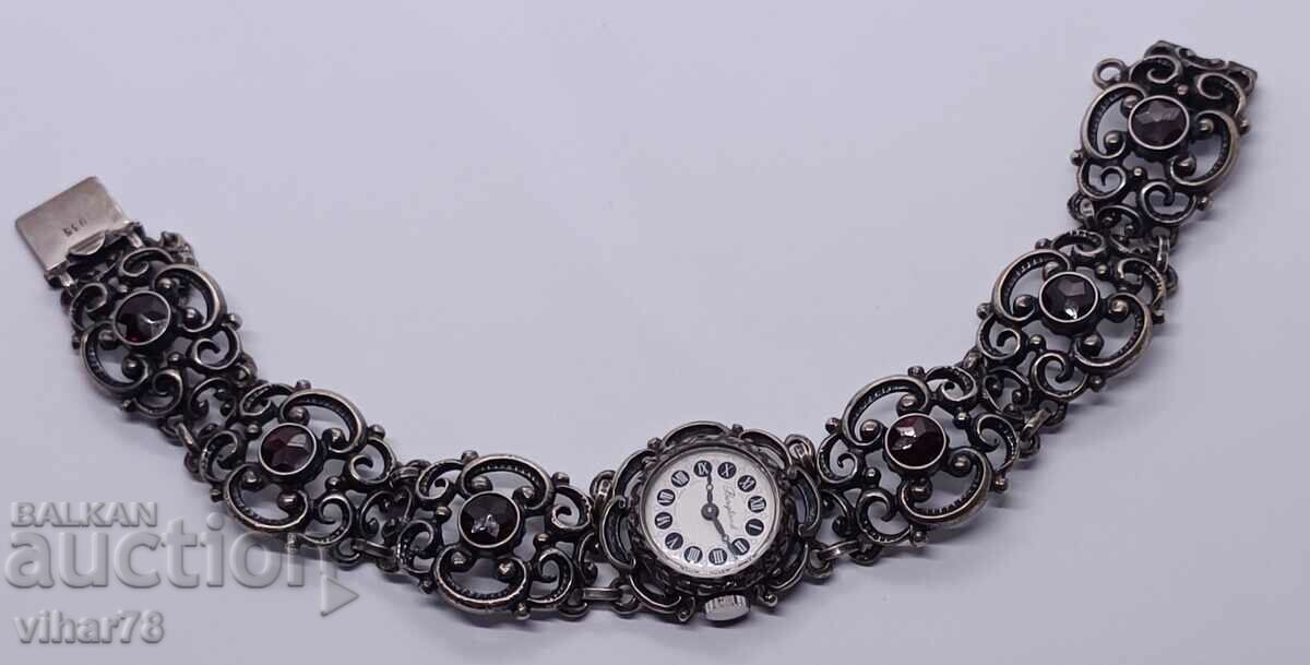 BERGLAND ladies silver watch with garnets - 6 BERGLAND ladies silver watch with garnets - 6
