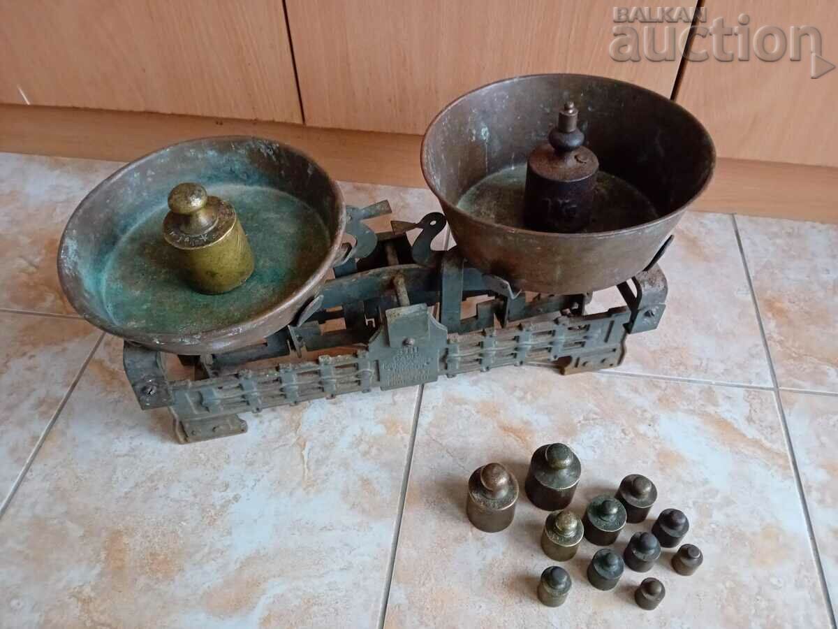 vintage working commercial scale from the 1960s with 14 weights - 5