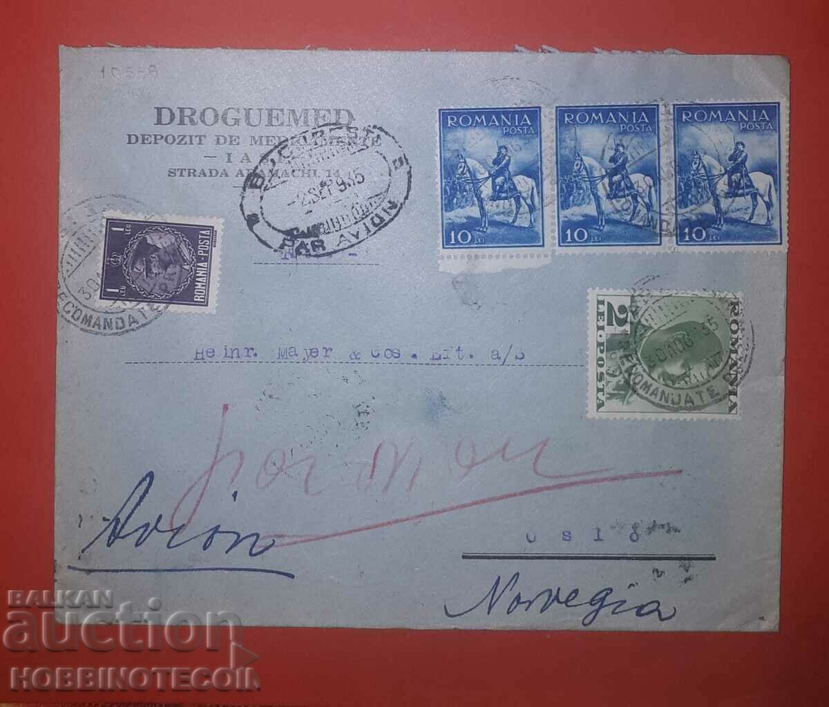 ROMANIA TRAVELED AIR ENVELOPE BUCHAREST OSLO NORWAY 1935 - 1