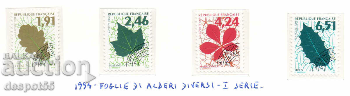 1994. Франция. Листа от различни дървета. 1-ва серия.