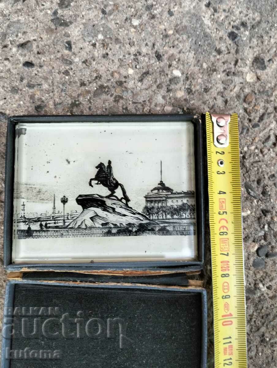 Auction Old glass plaque Auction Old glass plaque