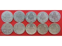 Lot de 10 bucăți x 50 de cenți 1891, 1883, 1912, 1913