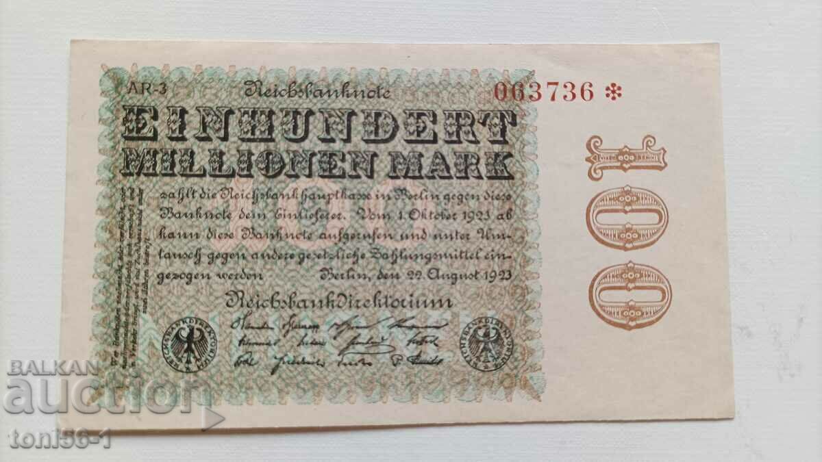 Germany 100 million marks 22.08.1923 - see description