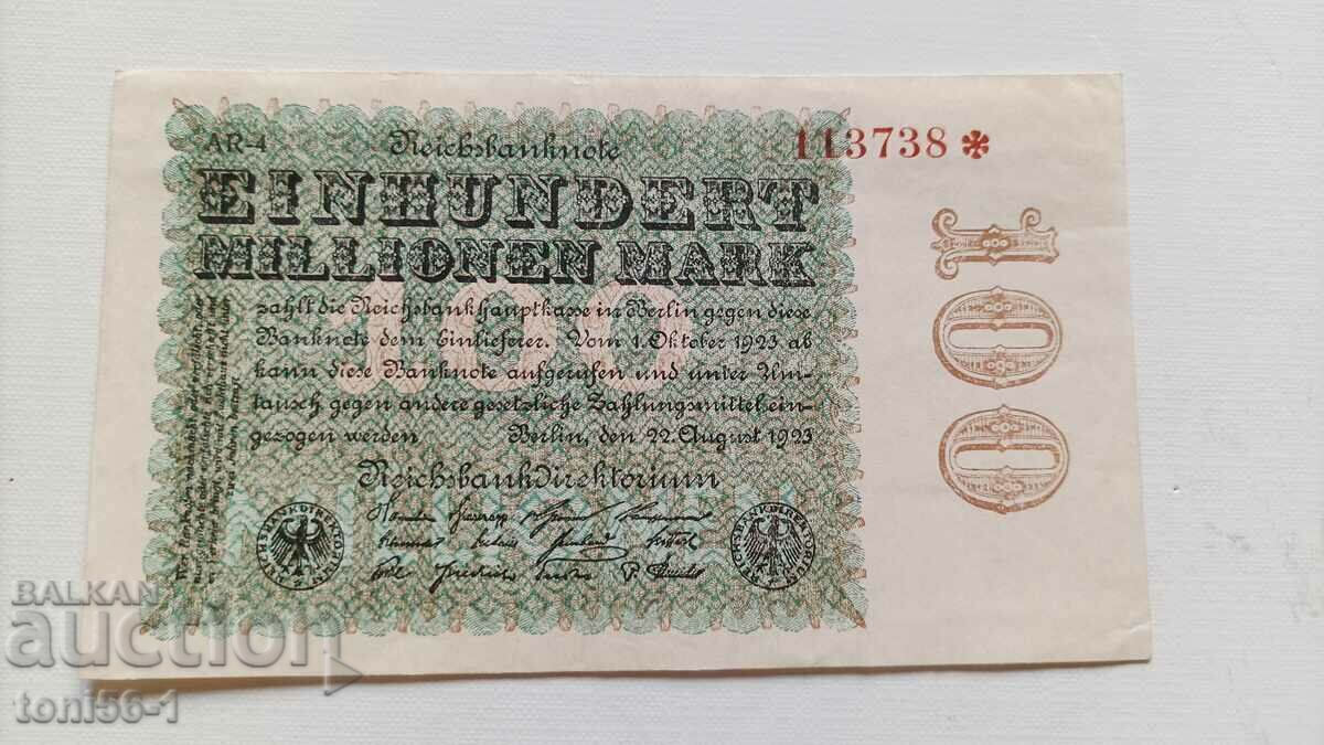 Германия 100 милиона марки  22.08.1923 - aUNC виж описанието