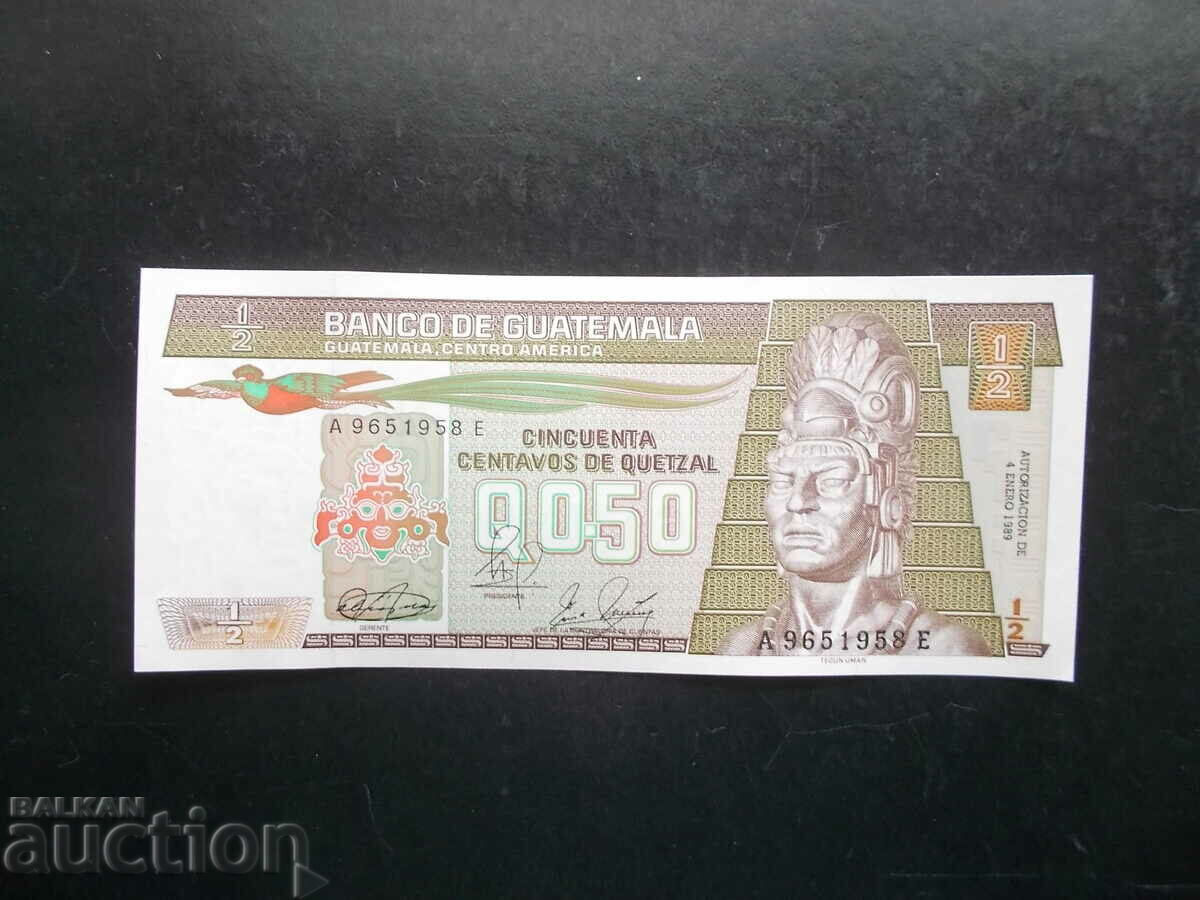 GUATEMALA, 1/2 quetzal, 1989, UNC