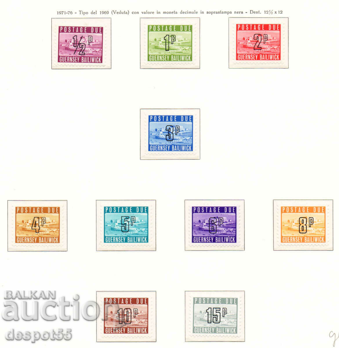 1971-76. Guernsey. Timbre de taxă (tip 1969). Vizualizări.