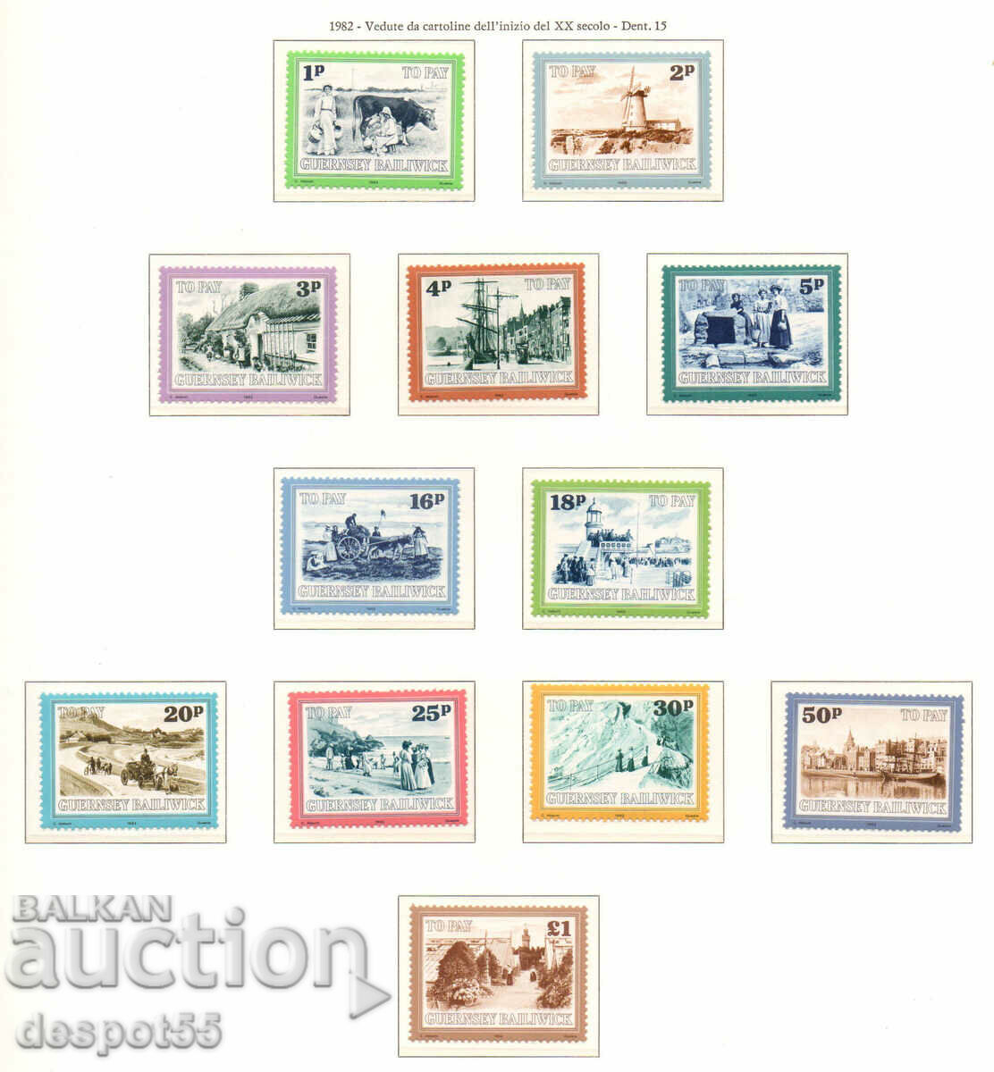 1982. Guernsey. Tax stamps. Local motifs.