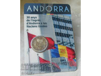 2 Euro 2023 Andorra „30 de ani în ONU”(1) Andorra- Unc (2 euro)