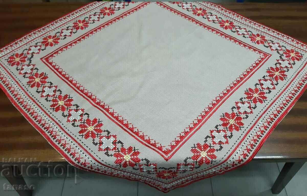 Old hand-embroidered plaid tablecloth(15.4) Old hand-embroidered plaid tablecloth(15.4)