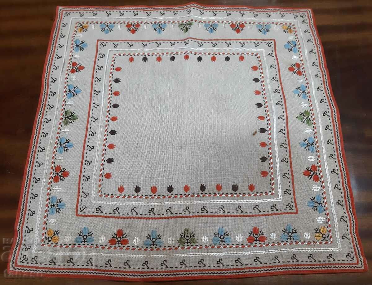 Old hand-embroidered checkered linen tablecloth(15.4) with price 35.00 BGN | € 17.90 Old hand-embroidered checkered linen tablecloth(15.4) with price 35.00 BGN | € 17.90
