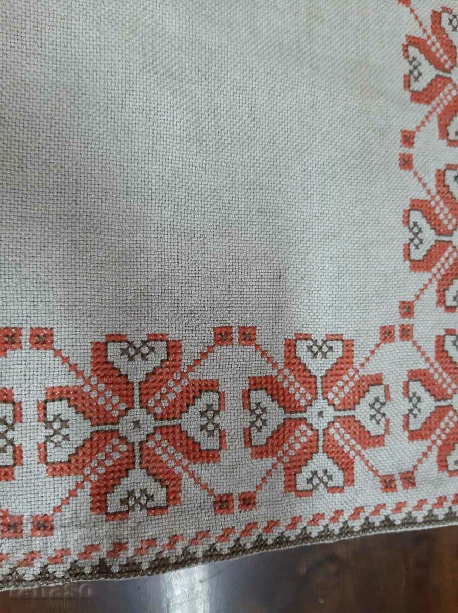 Old hand-embroidered checkered linen tablecloth(15.4) - 5 Old hand-embroidered checkered linen tablecloth(15.4) - 5