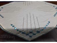 Old hand-embroidered plaid tablecloth(15.4)