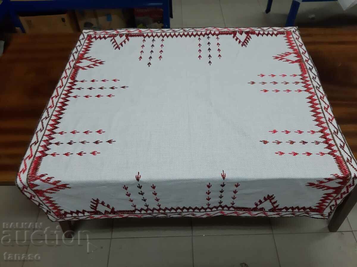 Παλιό χειροποίητο καρό τραπεζομάντιλο (15.4) - 5