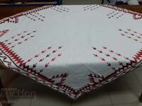 Old hand-embroidered plaid tablecloth(15.4)